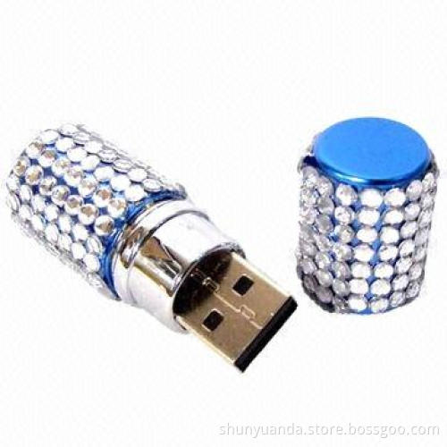 USB Drive in Jewelry Lipstick Shape, 1 to 64GB Capacity, USB 2.0 and USB 1.1 Interface